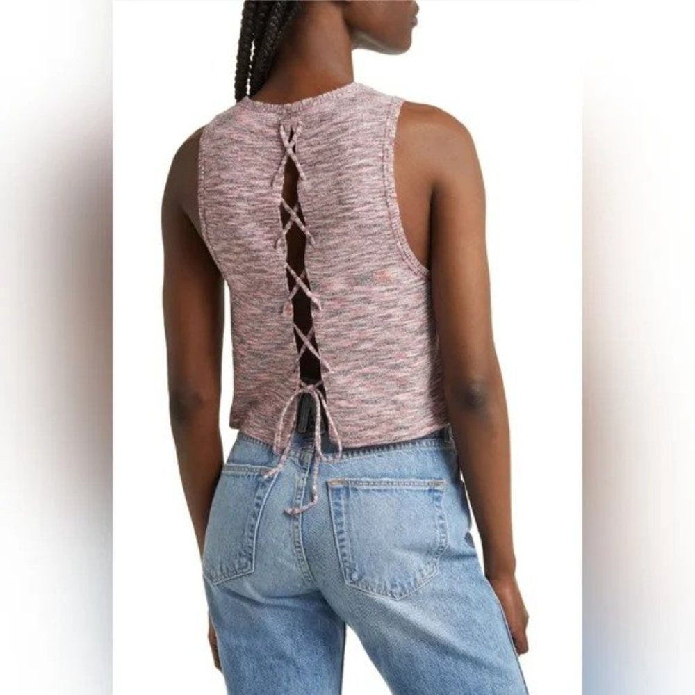 07 Free People Best Of Us Sweater Tank in Onyx Blossom Combo